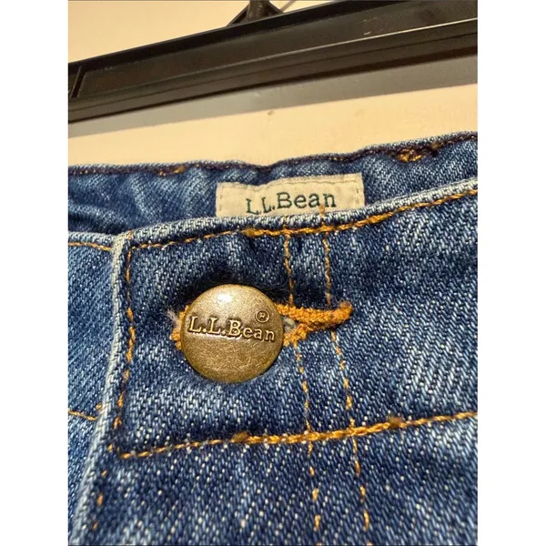 L.L.Bean Original Fit Relaxed 100% Cotton Plaid Lined Elastic Waist Jeans SZ 18W - Image 4
