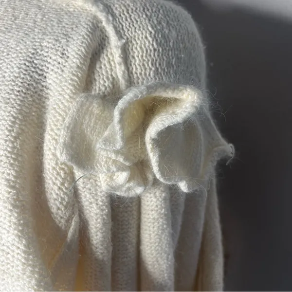 Vintage Linden O Fur Collar Silk Knit Cardigan Sweater Luxury Grandma Chic - Image 8