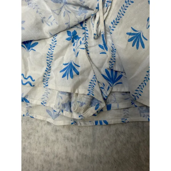 Wild Fable‎ Azure Blue White Linen Blend Print Mini Skort Womens Medium NWT - Image 4