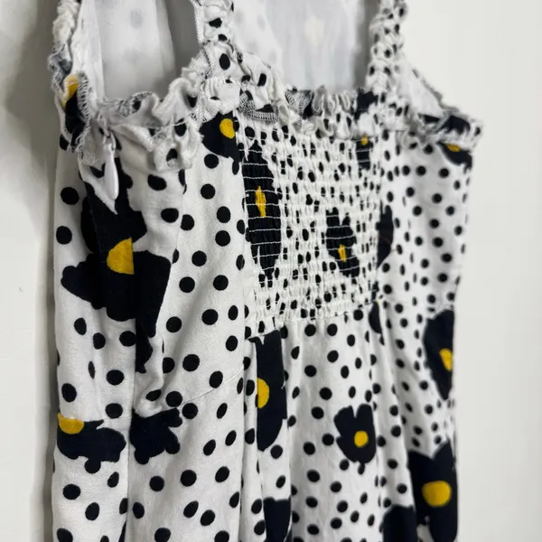 Urban Outfitters UO Remy Linen Ruffle Square Neck MIDI Dress Yellow Floral XS - Image 7