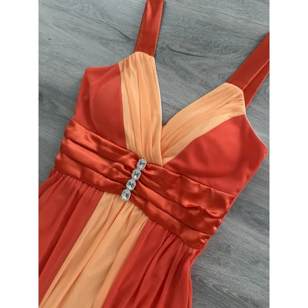 Vintage Y2K Taboo Two Toned Orange Long Formal Dress With Gem Size Small Dance - Image 8