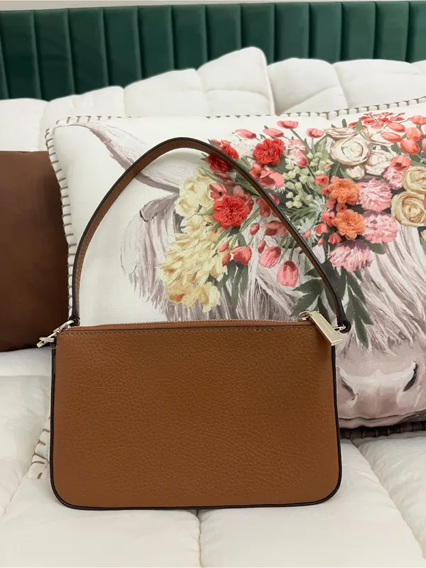 Kate Spade Leila Convertible Wristlet Pebbled Leather Gingerbread Brown Gold HW - Image 2