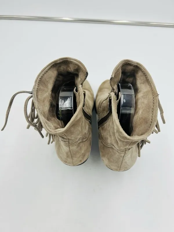 SAM EDELMAN Louie Suede Fringe Ankle Boots Booties Size Women’s 8.5 M Putty Grey - Image 8