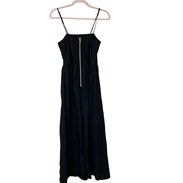 Stillwater Black Linen Blend Midi‎ Dress Small Spaghetti Strap Boho Casual - Image 3