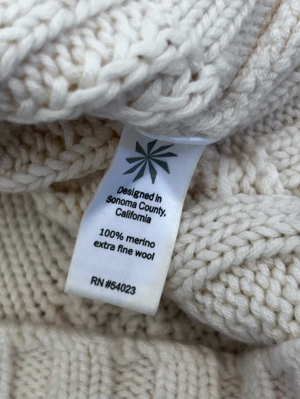 Athleta 100% Extra Fine Merino Wool Cream Chunky Turtle Neck Sweater Size Small - Image 5