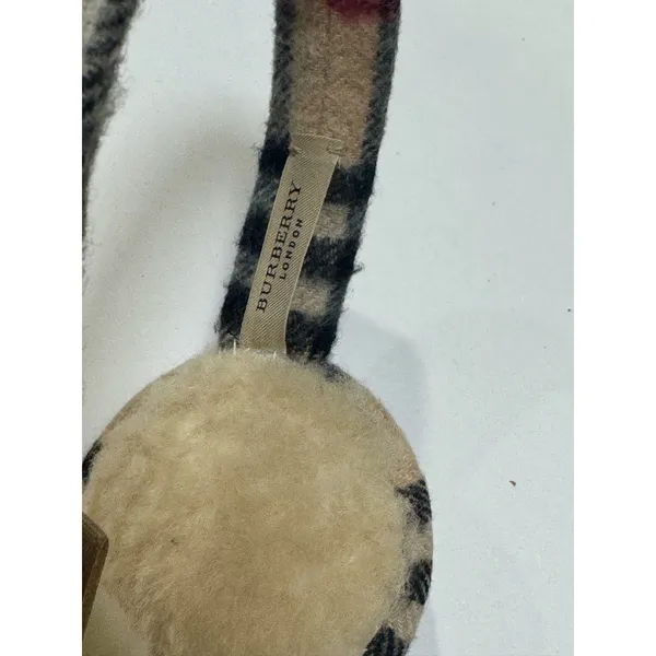 Burberry London Nova Check Cashmere Earmuffs Beige Black One Size - Image 3