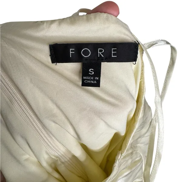 💛 FORE Cream Satin‎ Bustier Midi Dress S – Sleek Shimmer Slip Style ✨ - Image 5