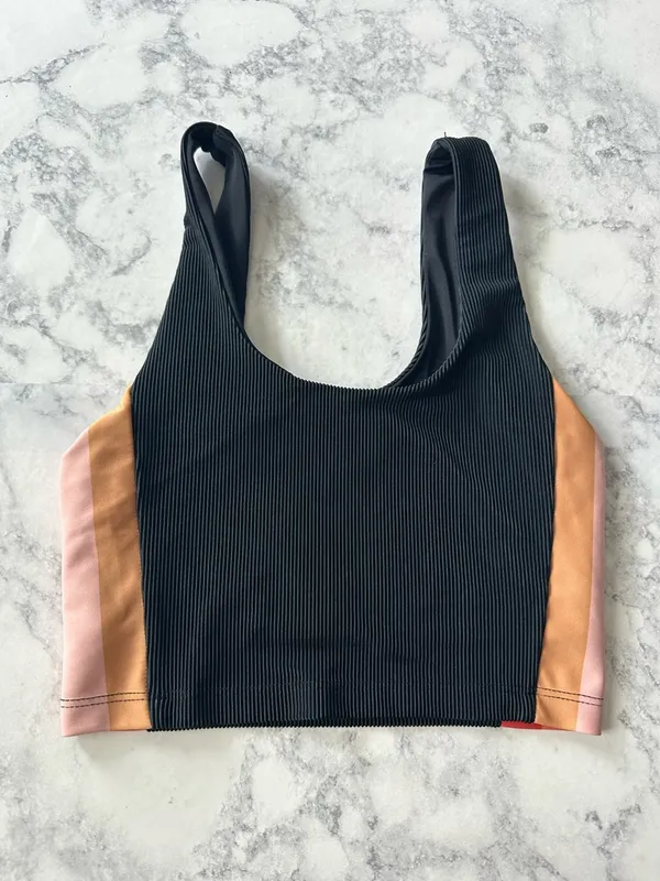 Beach Riot Tessa Top In Coral Stripe In Black - Image 3
