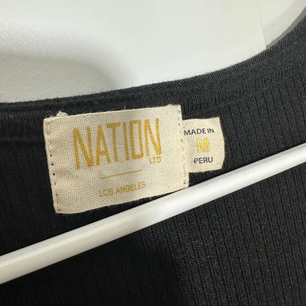 Nation LTD Top Womens Medium Black Ribbed‎ Scoop Neck Long Sleeve Tencel Blend - Image 2