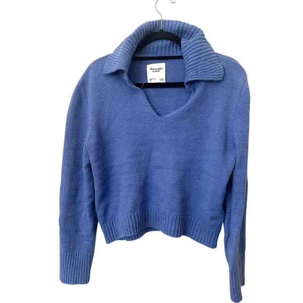 ABERCROMBIE & FITCH Duke Collared Sweater Blue Small‎ - Image 2