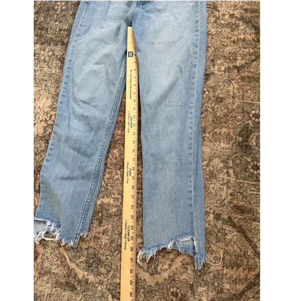 Reformation High Rise Straight Leg Raw Hem Jeans Light Wash Blue Size 27 - Image 4
