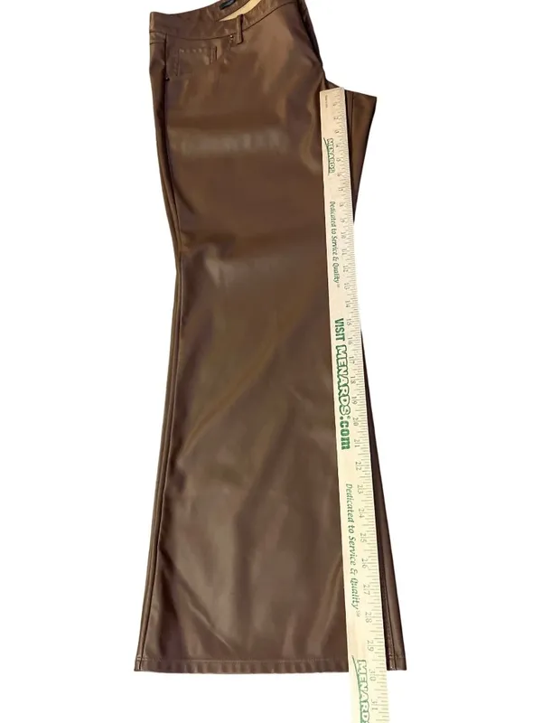 Wild Fable Faux Leather Flare Pants Womens 16 Brown Low Rise Leather Used - Image 10