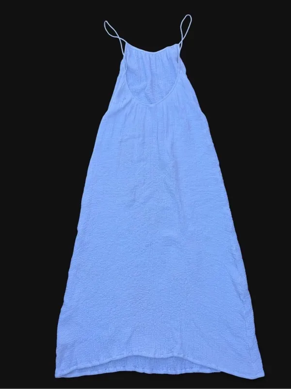 Bahh Goose Nuage White Textured Cotton Maxi Dress Size XS/S - Image 6