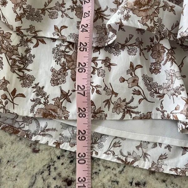 Francesca's Floral Romper Womens Medium White Brown Cottagecore Tiered‎ Ruffle - Image 9
