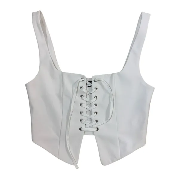 Urban Outfitters Silence + Noise‎ Reina Lace-up Top Medium White Y2K Grunge - Image 2