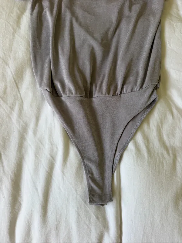 Zara Silver Draped Cowl Neck Bodysuit - Image 3