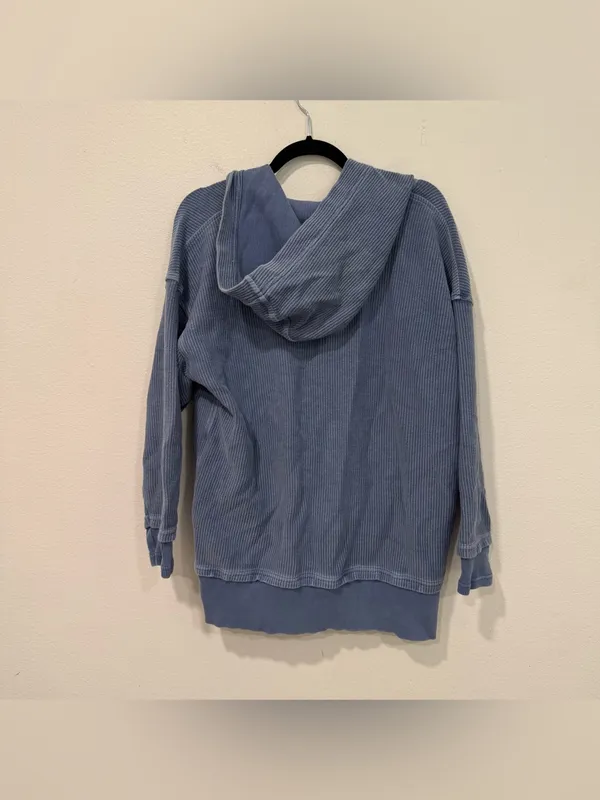 Aerie Blue Textured Oversized Hoodie XS - Image 5