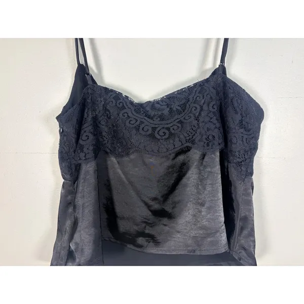 Vigoss Cami Top Womens Large Black New Lace Satin‎ Tie Front - Image 9