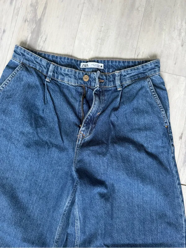 Zara Women’s Relaxed Wide-Leg Denim Jeans - Blue - Image 2