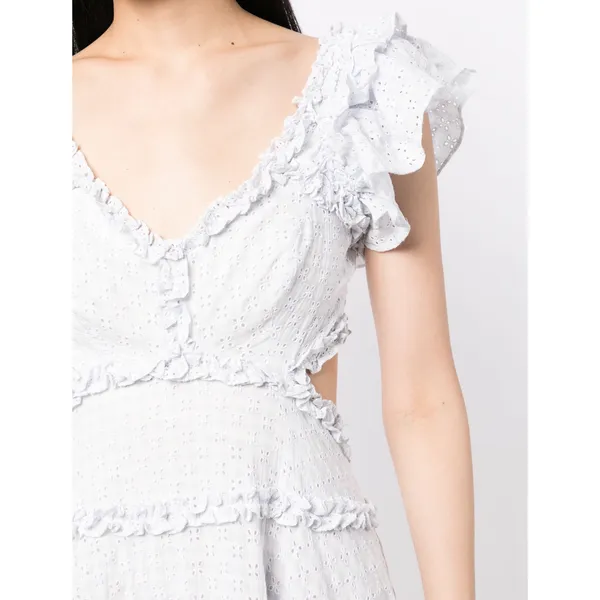Needle & Thread Blue White Broderie Anglaise Cotton Maxi Dress XS - Image 14