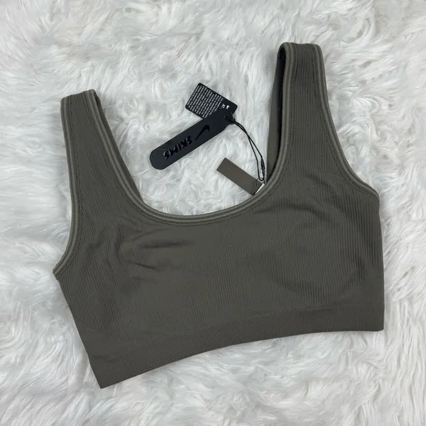 Nike Skims Ribbed Seamless Scoop Bra Dusty Oakmoss Dune Size Small - Image 2