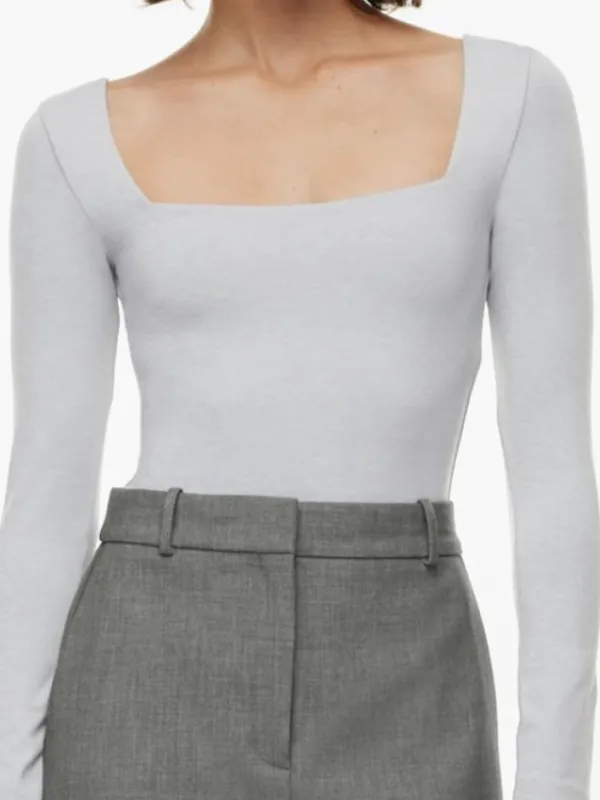 NWT Aritzia Contour Squareneck Bodysuit Size XS gray long sleeve NEW - Image 2