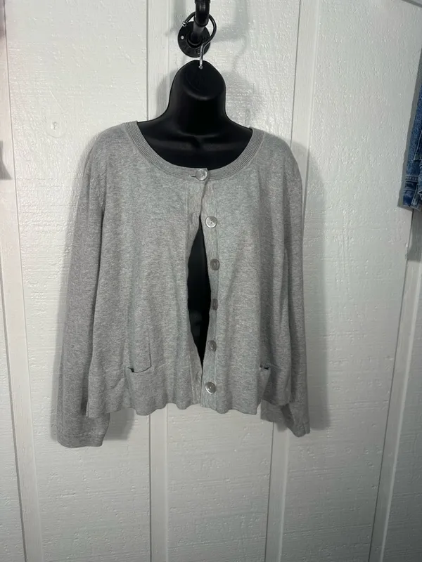 J. Jill Gray Cardigan Button Down Sweater Size XL EUC - Image 2
