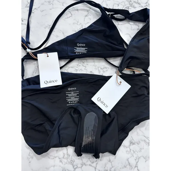 NWT Quince Black Knot Tie Bikini Top & High Rise Bottom Set Size Large - Image 3