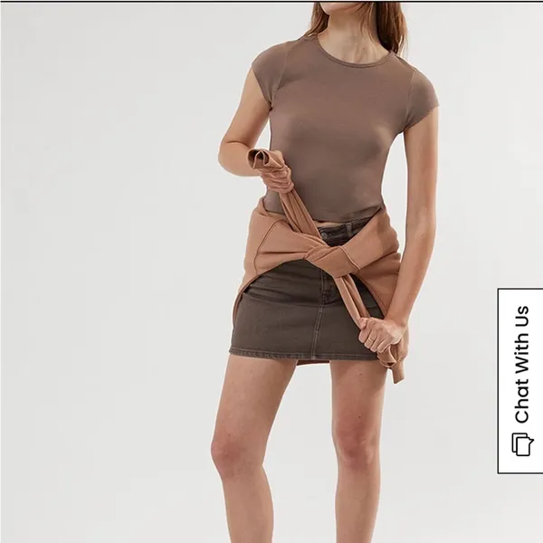 PS Basics by Pacsun Nicole Baby Short Sleeve Crew Neck Brown T-Shirt Medium Y2K - Image 2