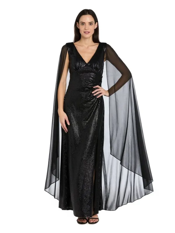 NWT V-Neck Floor-Length Sequin Formal Sheath Column R&M Richards 5259 Black - Image 4