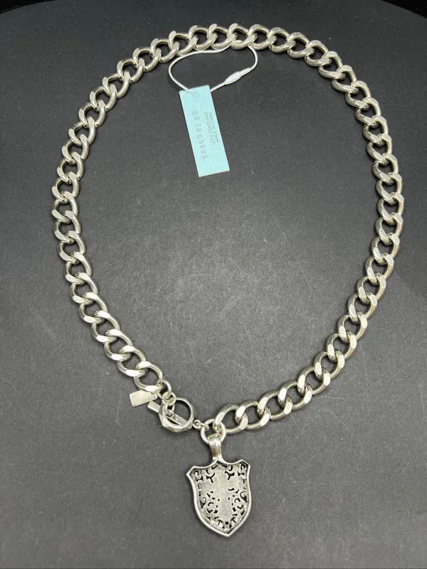NWT Stigma Silver Tone Chunky Chain Necklace w Cross and Filigree Pendant - Image 2