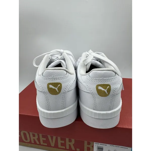 PUMA Court Sneaker, White, Women's Casual Low Top Leather Shoes Size 10 - Image 5