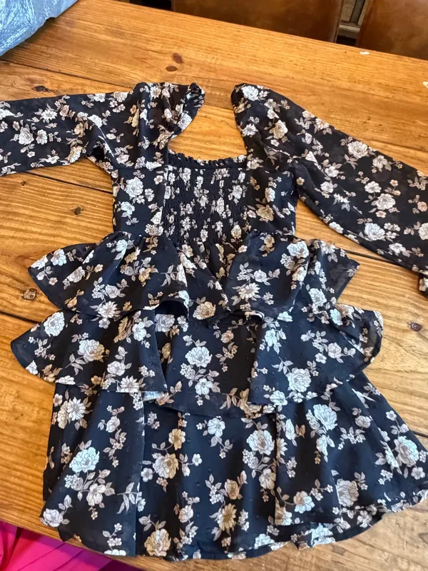 Black Floral Altar'd State Dress Long Sleeve - Image 3