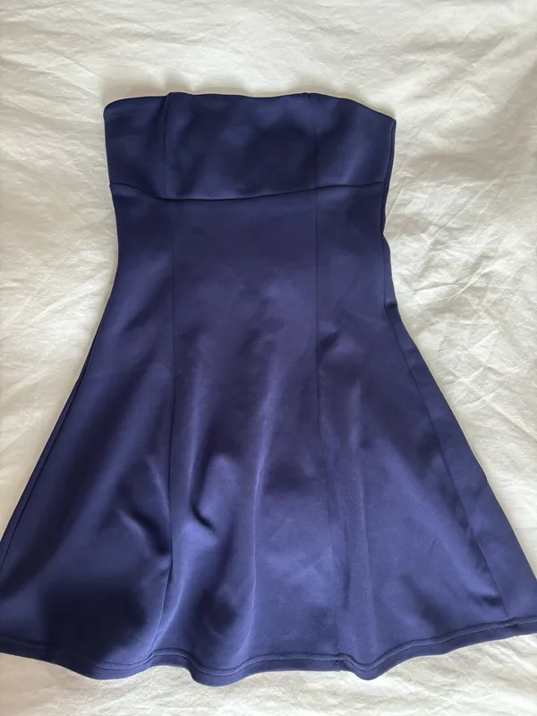 Blue Strapless Mini Dress Size 2 - Image 2