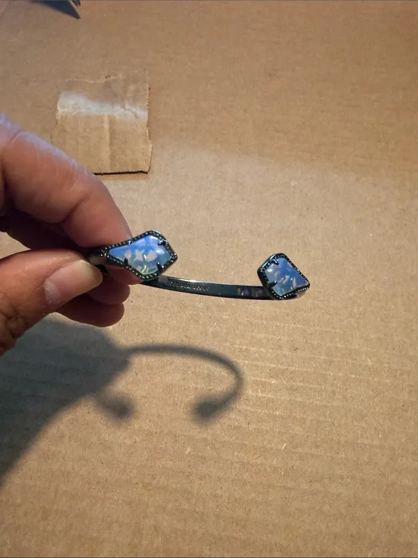 Retired Kendra Scott Liana Gunmetal Dichroic Glass Cuff Bracelet - Image 3