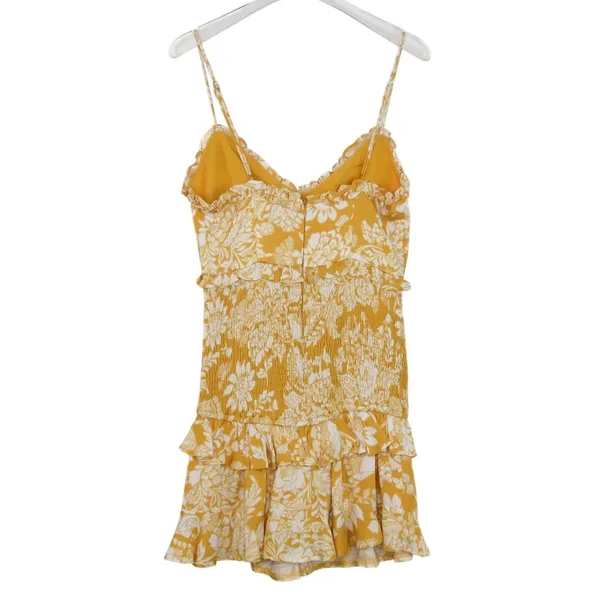 Hello Molly On The Moon Yellow White Floral Spaghetti Strap Mini Dress Small - Image 6