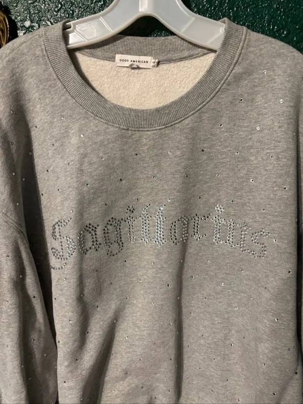 Good American Sagittarius Zodiac Bedazzled Crewneck Sz 4/XL - Image 2