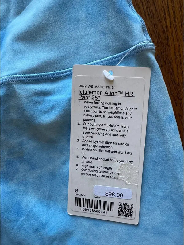 Lululemon Align High Rise 25” Smoothie Wash Blueberry Size 8 NWT - Image 5
