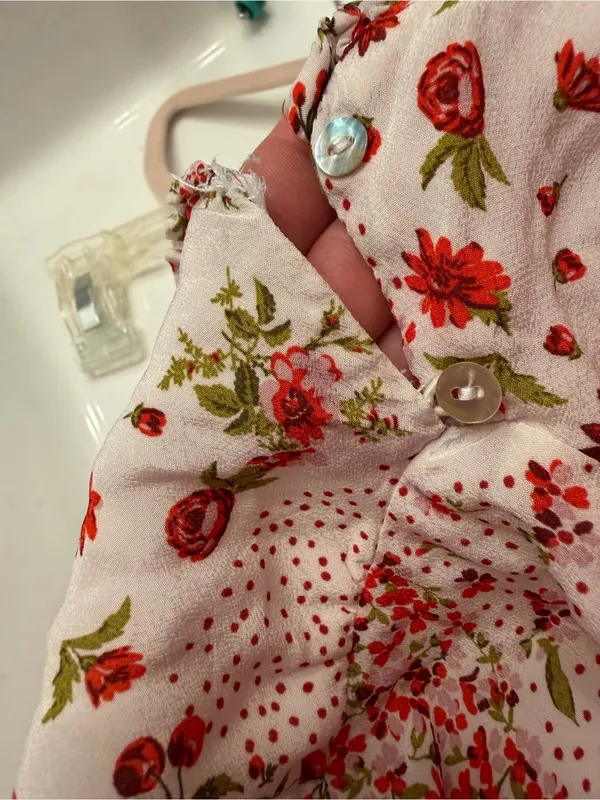 Zara White Maxi Dress with Red Floral Print - Image 7
