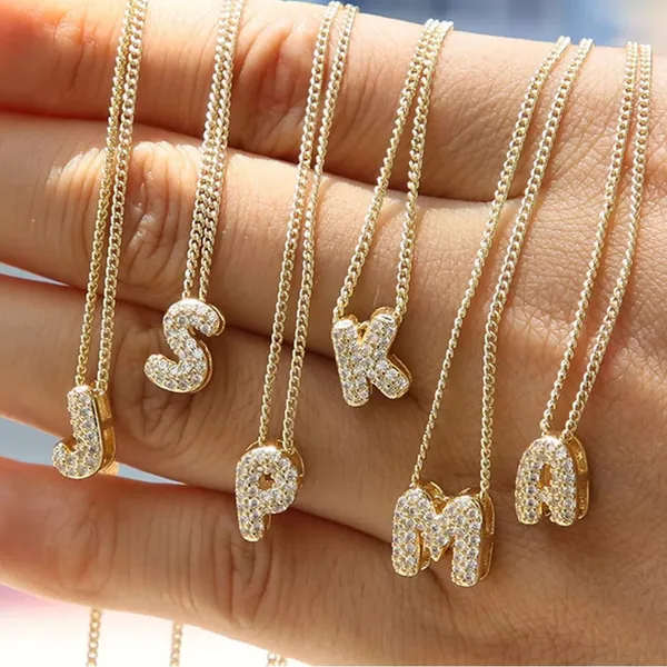 Balloon Zircon Letter D Initial Necklace Gold - Image 3