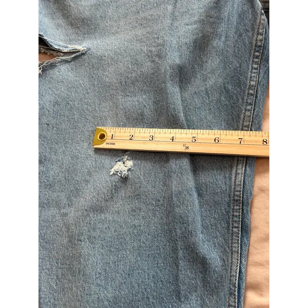 Abercrombie & Fitch Curve Love 90s Baggy Low Rise Distressed Jeans Blue 34 18R - Image 6