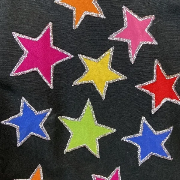 Indigo Moon Black Jacket Lime Green Trim & Appliqué Stars Magic Vintage Large - Image 2