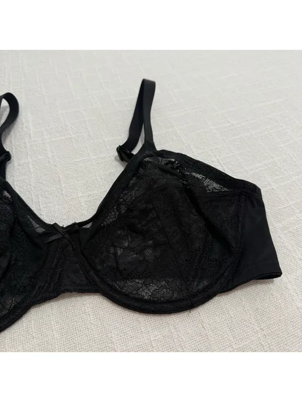 HSIA 36C Enchante Unlined Black Lace Underwire Bra Minimizer - Image 10