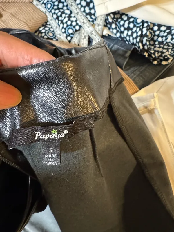 Papaya black high waist faux leather side wrap mini skirt S - Image 5