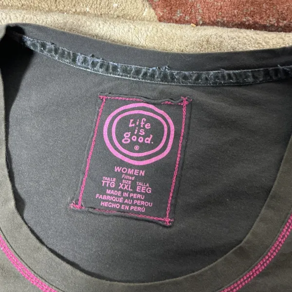 Life is Good Womens XXL Pink Contrast Stitch Guitar Graphic Long Sleeve Tee - Image 5