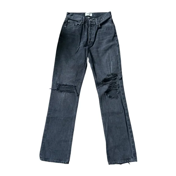 AGOLDE Lana Straight Jeans Black Grey Distressed - Image 3