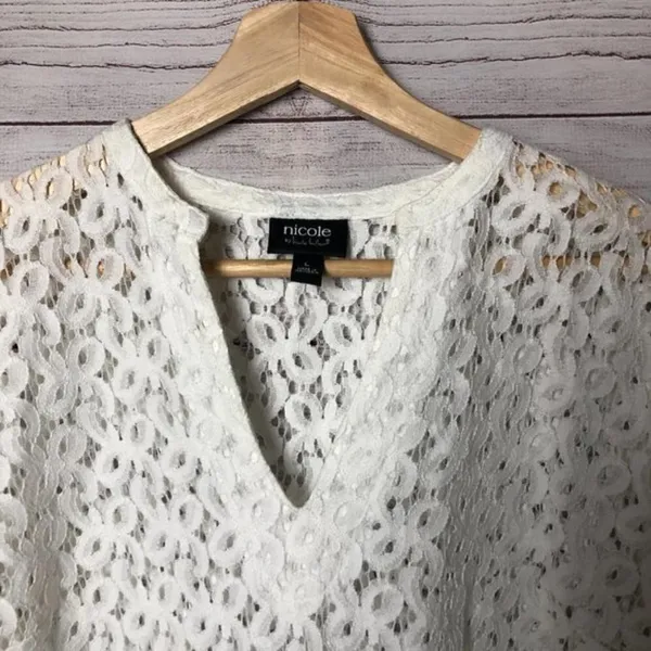Nicole Miller Eyelet‎ Lace Long Sleeve L - Image 3