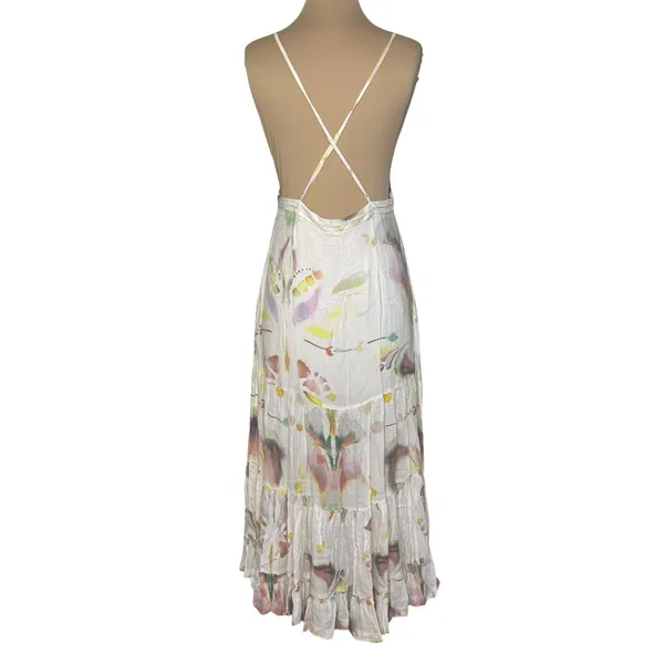 FREE PEOPLE Sounds Of Spring Jumper Watercolor Floral Maxi Dress Size XS - Image 9