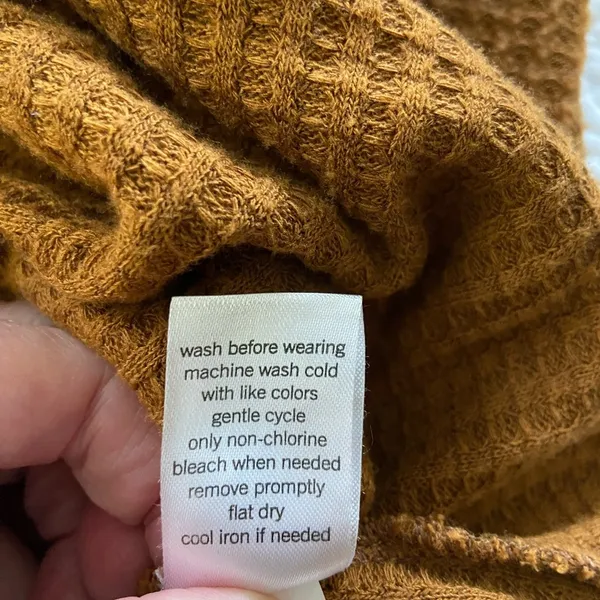 Mudd Waffle Knit Long Sleeve Knotted Front Cozy Chestnut Brown Top Size XL - Image 6