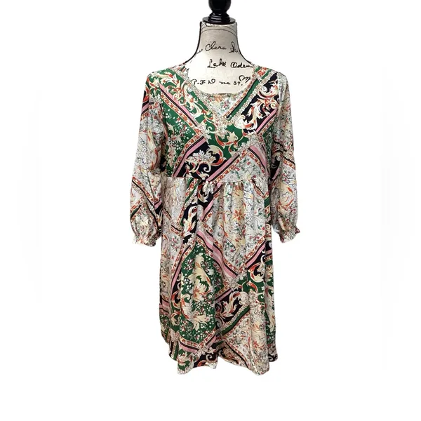 Umgee Empire waist boho tunic/dress Fall Mulit Color Size Small. - Image 7